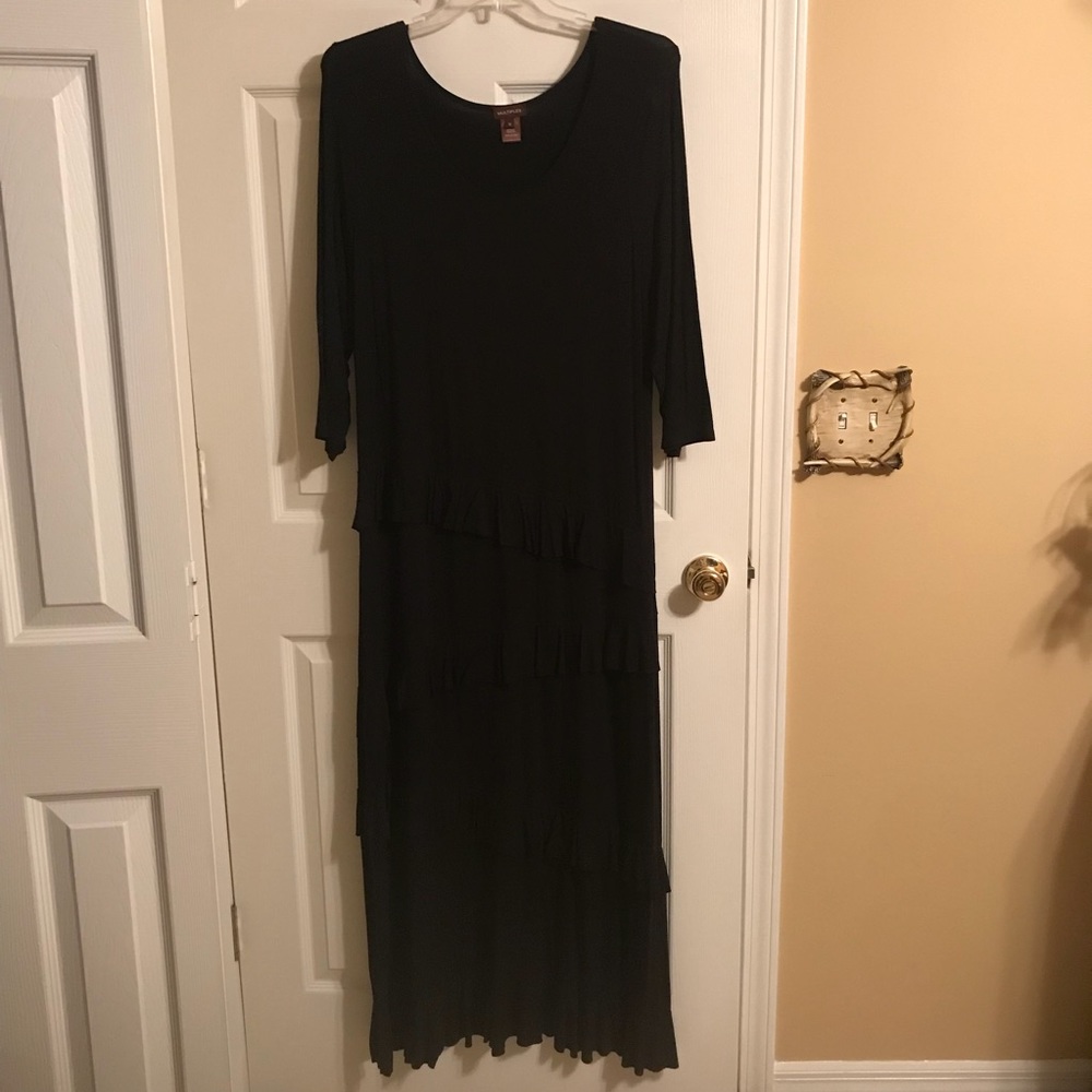 Multiples Black Ruffle Maxi Dress